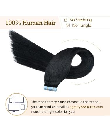 AGMITY 14 Jet Black Tape in Hair Extensions - 100% Real Human Hair, 20pcs, 40g | Remy Tape in Extensions - Buy Online on GoSupps.com