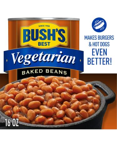 BUSH'S BEST Canned Vegetarian Baked Beans (Pack of 12)  Source of Plant Based Protein and Fiber  Low Fat  Gluten Free  16 oz 16 Ounce (Pack of 12) - Buy Online on GoSupps.com