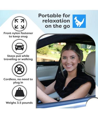 Huggaroo Embrace Microwavable Heating Pad - Weighted Shoulder and Neck Pain Relief - Unscented, Cordless, Black - Stocking Stuffer - Buy Online on GoSupps.com