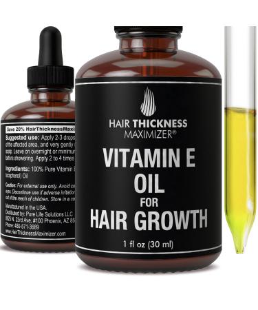 Vitamin E Oil For Hair. Hair Growth Serum For Hair Thickening + Moisturizing. Vegan Hair Growth Oil Scalp Treatment For Women  Men with Dry  Frizzy  Weak Hair and Hair Loss. Unscented Liquid 1oz 1.01 Fl Oz (Pack of 1)
