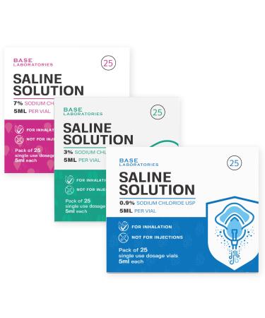Base Saline Solution for Nebulizer 0.9% + 3% + 7% 25pk - 2pk