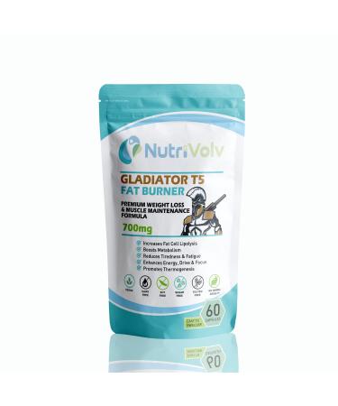 NutriVolv Gladiator T5 Maximum Strength Weight Loss Pills That Work Fast Keto Shred Fat Burning Pills wit Kola Nut Green Tea Acai Berry & Caffeine | Thermogenic | 60 Capsules