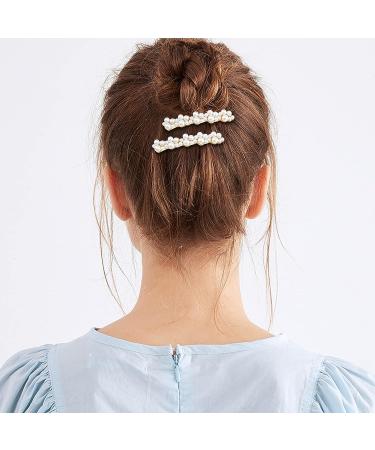 4 Pcs Gold Pearl Rhinestone Hair Clips - Elegant French Barrettes for Women - Buy Online on GoSupps.com