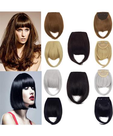 Bangs Hair Clip Bangs Hair Extensions for Women Natural Synthetic Hair Neat Flat Bangs Clip on Fringe Bangs Fashion One Clip-in Hair Extension Hairpieces (Color : #1B Size : 8inches) 8inches #1B - Buy Online on GoSupps.com