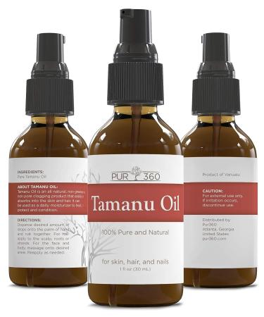 PUR360 Tamanu Oil for Psoriasis, Eczema, Acne, Scars & Rosacea - 100% Pure, Cold Pressed Treatment for Dry Skin & Scalp - Buy Online on GoSupps.com