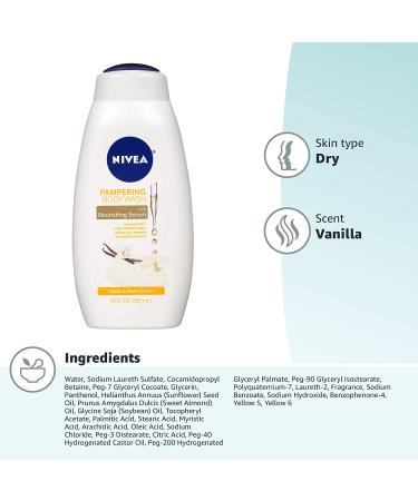Nivea Pampering Body Wash â€“ Vanilla & Sweet Cream 20 fl oz | Hydrating Cleanser - Buy Online on GoSupps.com