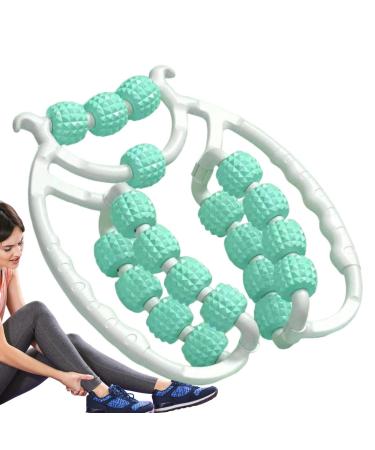 Wheels Muscle Roller Massage device adjustable leg massage with 15 rolls and 360 degrees rotation non -slip muscle relaxation and calf roller for leg neck hand arm indoor sport yoga bodybuilding 20 round green