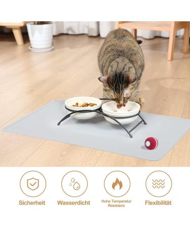 Fullberg Silicone Dog Bowl Pad 60x40 cm | Washable & Slipproof Gray Mat for Dogs & Cats | Waterproof Food Bowl Base for Pets - Buy Online on GoSupps.com