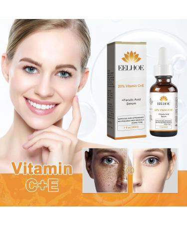 Shop 20% Vitamin C E Ferulic Acid Serum - Anti-Aging Face Serum with Hyaluronic Acid for Men & Women - Buy Online on GoSupps.com