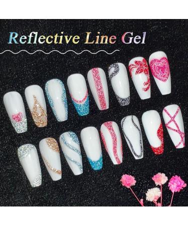 SUPWEE 8pcs Reflective Line Gel Nail Polish Semi-Permanent Glitter Nail Art Gel Soak Off UV/LED Gel Varnish Drawing Nail Design - (Color: BT) - Buy Online on GoSupps.com
