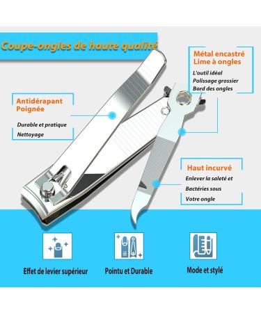 Nail Clipper Set - Premium Stainless Steel Fingernail and Toenail Cutters with Nail File - Sharp and Effortless Clippers for Men & Women - Silver - Buy Online on GoSupps.com