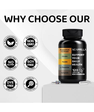 ACAPPELLA Magnesium Glycinate with Magnesium Citrate Capsules l theanine Supplement apigenin Capsules - apigenin Supplement l-theanine - 120 Count - Buy Online on GoSupps.com