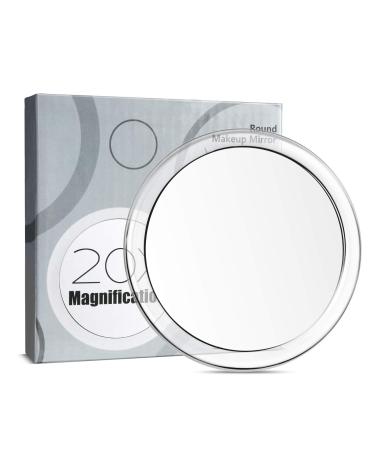 20x Magnifying Mirror-Snowflakes Magnified Mirror,4Inches Round Mirror with Three Suction Cups for Easy Mounting, Applying Eyeliner, Tweezing,Blackhead/Blemish Removal and More. Clear