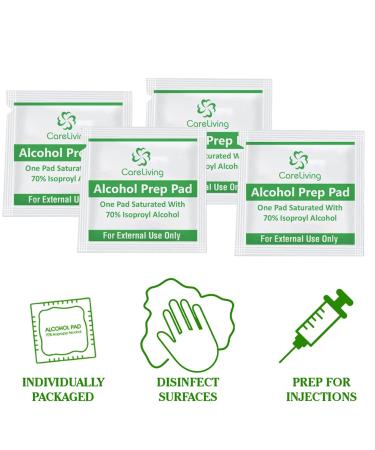 CareLiving 70% Isopropyl Alcohol Prep Pads - 400 Pack, Medical-Grade Individually-Wrapped Cotton Swabs for First-Aid Kits - Buy Online on GoSupps.com