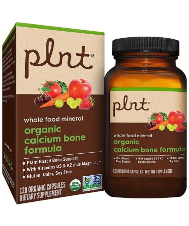 Organic Whole Food Calcium - Plant-Based Bone Support with Vitamins D3 K2 & Magnesium (120 Capsules)