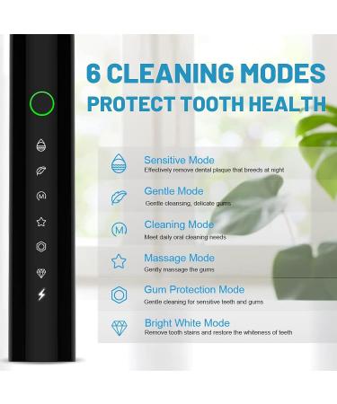 Lukern Sonic Electric Toothbrush 2 Pack - 6 Modes, 42000vpm, 2 Minute Timer, 8 Brush Heads - White+Black - Buy Online on GoSupps.com