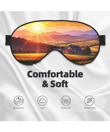 Soft Sunflower Sunset Printed Eye Mask | Adjustable Breathable Light Blocking Sleep Mask - Double-Sided Black - Buy Online on GoSupps.com