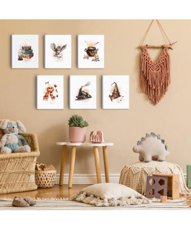 Magical Owl Canvas Wall Art for Kids - Enchanting Flying Broom & Book Decor | 27x32cm Baby Bedroom Decoration - Buy Online on GoSupps.com