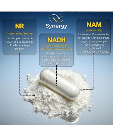 NAD+ NR + NADH + Vitamin B3 Nicotinamide Riboside Chloride Anti- ge Energie Action synerg tique rapide et prolong e G lule v g tale et gastro resistante Fabriqu en France - Buy Online on GoSupps.com