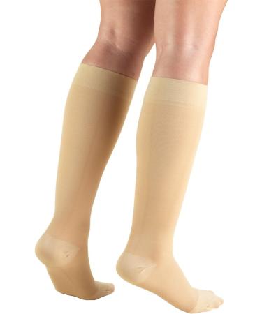 Truform 15-20 mmHg Knee High Compression Stockings for Men & Women - Closed Toe Beige Large - Comfort & Support - Buy Online on GoSupps.com