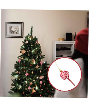 HOLIDYOYO 4pcs Lollipop Pendant Christmas Tree Hanging Peppermint Fake Christmas Candy Lollipops Red Plastic Red 11.60X5.00X1.60CM - Buy Online on GoSupps.com