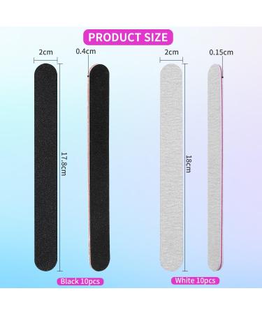 100/180 Nail Files - 20 Washable & Reusable Files for Gel & Natural Nails - Ideal for Men & Women (White/Black) - Buy Online on GoSupps.com