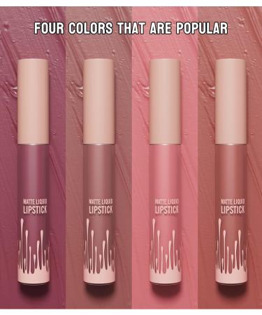 Shop Matte Liquid Lipstick - Long-Lasting Moisturizing Nude Red Tint | Waterproof Lip Gloss | 4 Colors Gift Set - Buy Online on GoSupps.com