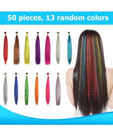 SPORWAY Coloured Hair Extensions 50 Pieces Colourful Feather Hair Extension Set Art Hair Extensions Hair Strands Children Feather Hair Accessories Hairpiece Braids for Women Children Party  - Buy Online on GoSupps.com