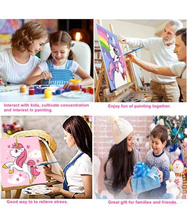 Colorful Unicorn Paint by Numbers Kit for Kids | DIY Oil Painting on Canvas | Beginner Home Wall Decor Arts | 4 Pack (7.8 x 7.8 inch) - GemZono GZ-12 - Buy Online on GoSupps.com