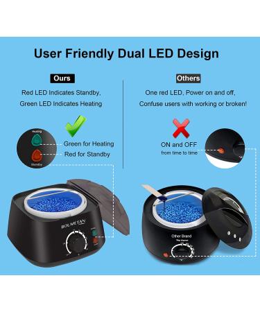 Bouvetan Dual LED Waxing Kit for Women Men - At Home Hair Removal with Hard Wax Beads | Face Eyebrow Armpit Chest Legs Brazilian | 20 Wax Sticks Included (2 Lavender+2 Rose) - Buy Online on GoSupps.com
