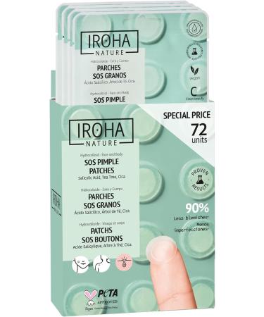 Iroha Nature Pack of 72 SOS Grain Patches | Salicylic Acid Tea Tree & Centella Asiatica | Eliminates Grains Quickly and Effectively | Hydrocolloid Technology - Buy Online on GoSupps.com