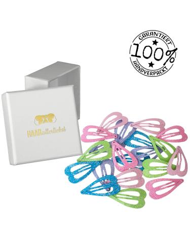 HAARallerliebst Heart Hair Clips - 20 Glitter Clips for Girls with White Storage Box - 3.6 cm - Buy Online on GoSupps.com