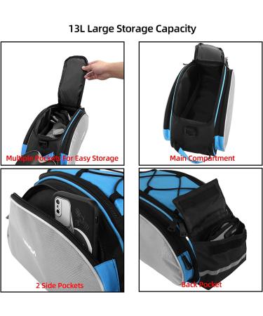 Lixada 13L Bicycle Rack Bag - Multifunctional Rear Seat Pannier for Cycling - Black - Buy Online on GoSupps.com