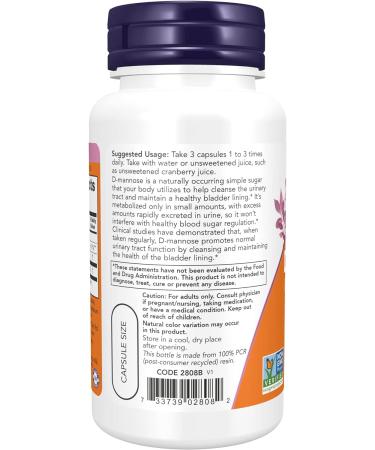 NOW D-Mannose 500mg | Non-GMO Project Verified | Healthy Urinary Tract Support | 60 Veg Capsules - Buy Online on GoSupps.com