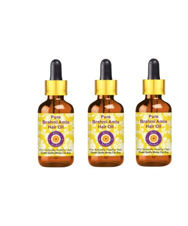 Deve Herbes Pure Brahmi Amla Hair Oil with Glass Dropper 100 Natural Therapeutic Grade for Personal Care Pack of Three 100ml X 3 10 oz