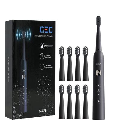 GEC Sonic Electric Toothbrush for Adults,8 Brush Heads Sonic Toothbrush with 40000 VPM,Charge Once Last for 365 Days,6 HIGH-Performance Brushing Modes,Sonic Electric Toothbrush Black