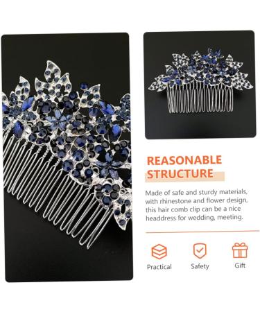 MUSISALY Dark Blue Hair Comb Bridal Hair Comb Wedding Hair Comb Flower Girl Headpiece Bride Hairpiece Wedding Hair Accessories for Brides Rhinestone Headpiece Floral Hair Comb - Buy Online on GoSupps.com