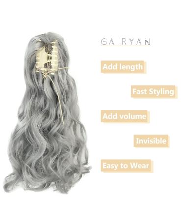 45cm Dark Gray Gairyan Ponytail Extensions - Clip-In Claw Ponytail Curly & Wavy Synthetic Hair for Women - Buy Online on GoSupps.com