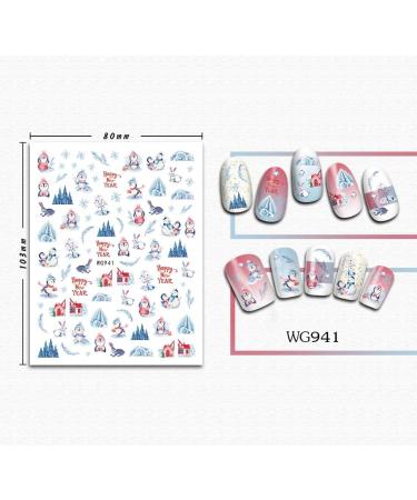 KALEFUL Christmas Nail Stickers 12 Sheets Self-Adhesive Nail Decal Santa Claus Gnome Snowflake Snowman Elk Winter Nail Art Decoration Design Supplies - Buy Online on GoSupps.com