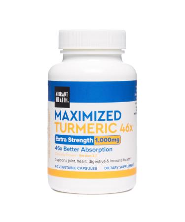 Vibrant Health Maximized Turmeric 46x Curcumin Support for Digestion and Pain Management 60 Capsules 60 Count (Pack of 1) Standard Packaging