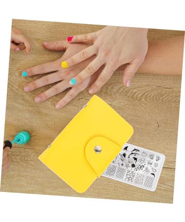 Mikinona 2pcs Nail Art Card Holder Plate Holder Nail Plate Organizer Bag Stamping Plates Organizers Stamping Plates Storage Bag Nail Stamp Nail Art Stamper Pouch Pu Embossed Photo Album Yellow 14.5X9.5X1.8CM - Buy Online on GoSupps.com