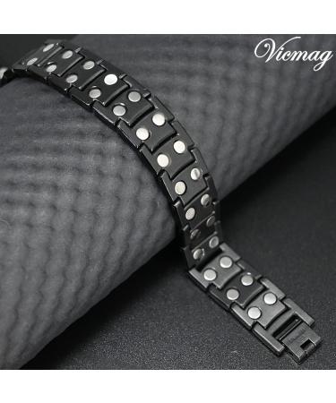 Vicmag Lymphatic Drainage Mantnetarmbon Men Titanstahl Magnet Double-Row Ultra-Strength Magnets | Adjustable with Gift Box - Blue Line - Buy Online on GoSupps.com