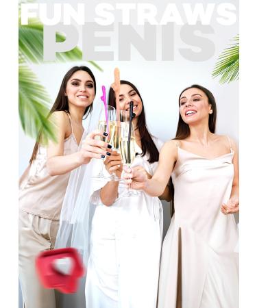Bachelorette Confetti Pack Straws 15+1 - Bachelorette Party Drinking Straws - Straws Party Pack - Funny Bachelorette Pennis Straws Party Favors - Buy Online on GoSupps.com