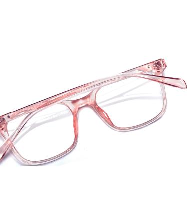 Effnny Blue Light Blocking Glasses Anti Eyestrain Filter UV Square Eyeglasses Frame Computer Gaming Eyewear For Men Women 5025/Transparent Pink - Buy Online on GoSupps.com