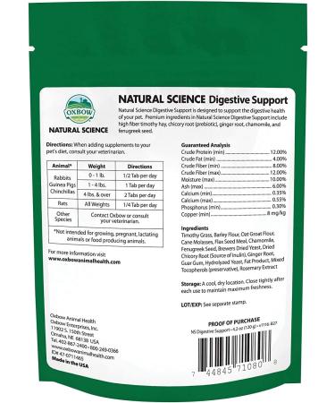 Oxbow Natural Science Digestive Support 60 Wafers for Small Animals - Made in USA (3 Pack) - Buy Online on GoSupps.com