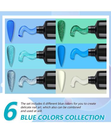 Vrenmol Poly Nail Gel Set - 6 Colors French Manicure Starter Kit for Professional Nails - Blue Green Glitter Enhancement Gel for Salon & Home DIY - Buy Online on GoSupps.com