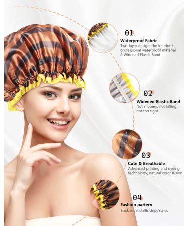 Buy Mikimini 2-Pack Waterproof Shower Hoods - Stylish & Reusable for Women Men Girls & Children | Golden Stripes Design - Buy Online on GoSupps.com