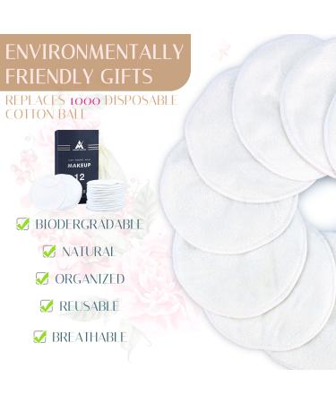 12 Eco-Friendly Bamboo Makeup Remover Pads - Reusable & Washable with Cotton Laundry Bag - Buy Online on GoSupps.com