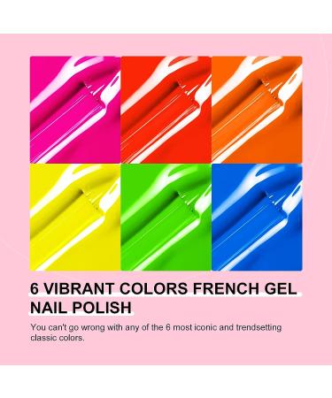 SAVILAND French Gel Nail Polish Set - 6 Spring Colors 10ML Soak Off Gel Polish Kit for Salon Quality French Tip Manicures - Orange, Yellow, Green, Hot Pink, Blue - Perfect for Home DIY Nail Art - Buy Online on GoSupps.com
