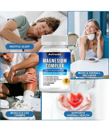 8 in 1 Magnesium Complex Supplement - 8 Elemental 1000mg - Magnesium Glycinate Citrate Malate Taurate - High Absorption for Muscle Nerve & Sleep Support - 90 Capsules 1 Pcs - Buy Online on GoSupps.com